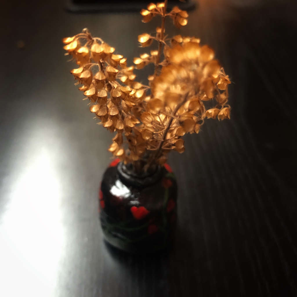 Black floral Miniature Vase