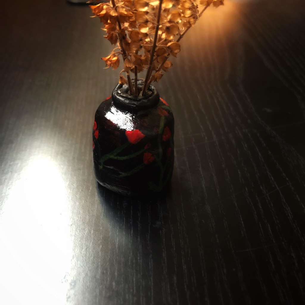 Black floral Miniature Vase