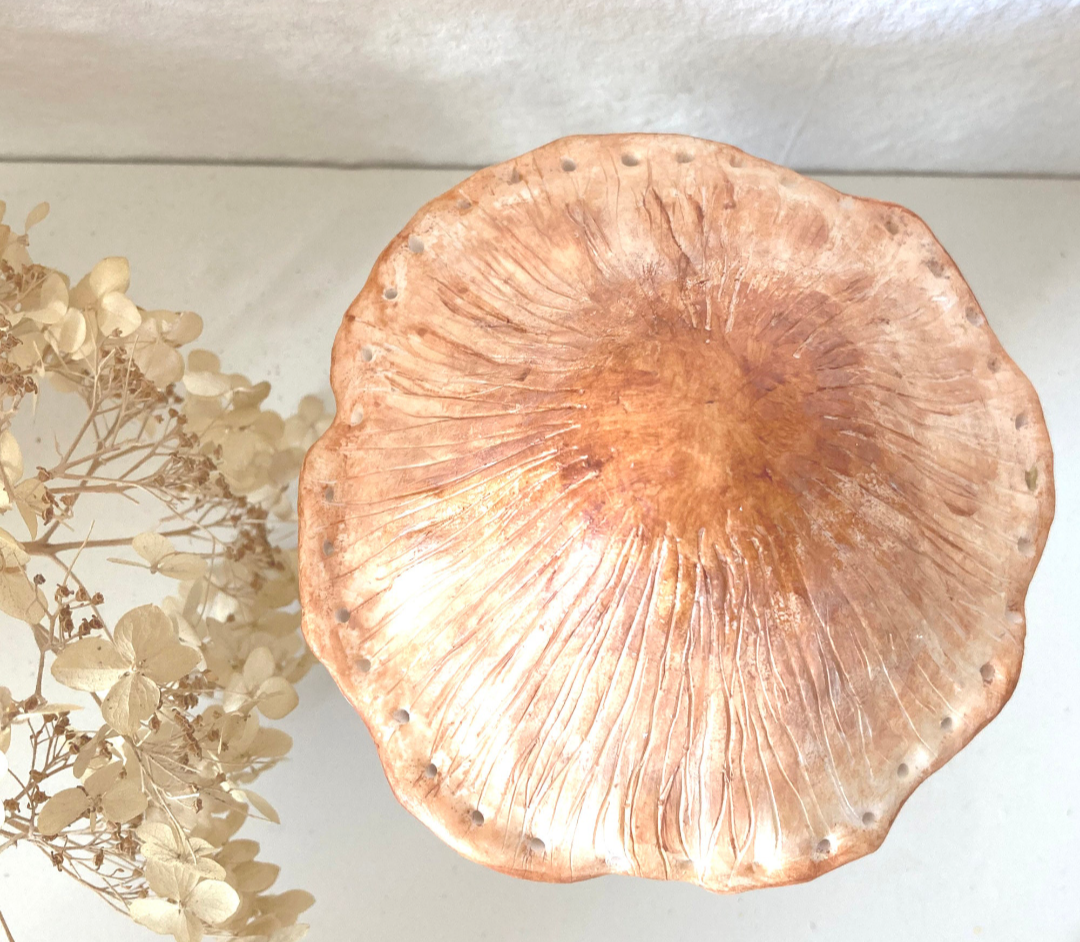 The Poetic Mushroom MADE TO ORDER- Shaggy ink cap - polymer clay earring holder - ink cap mushroom