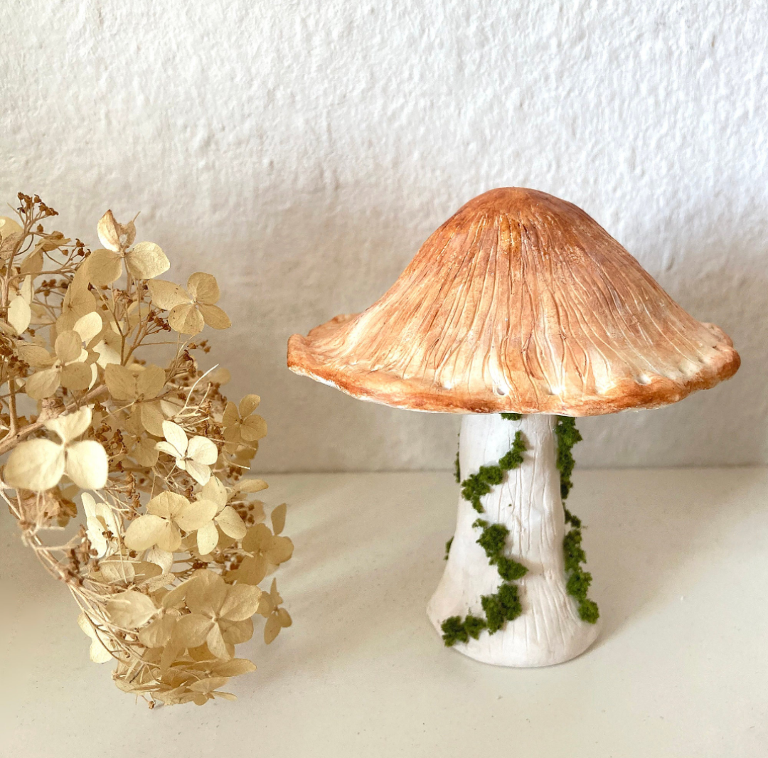 The Poetic Mushroom MADE TO ORDER- Shaggy ink cap - polymer clay earring holder - ink cap mushroom