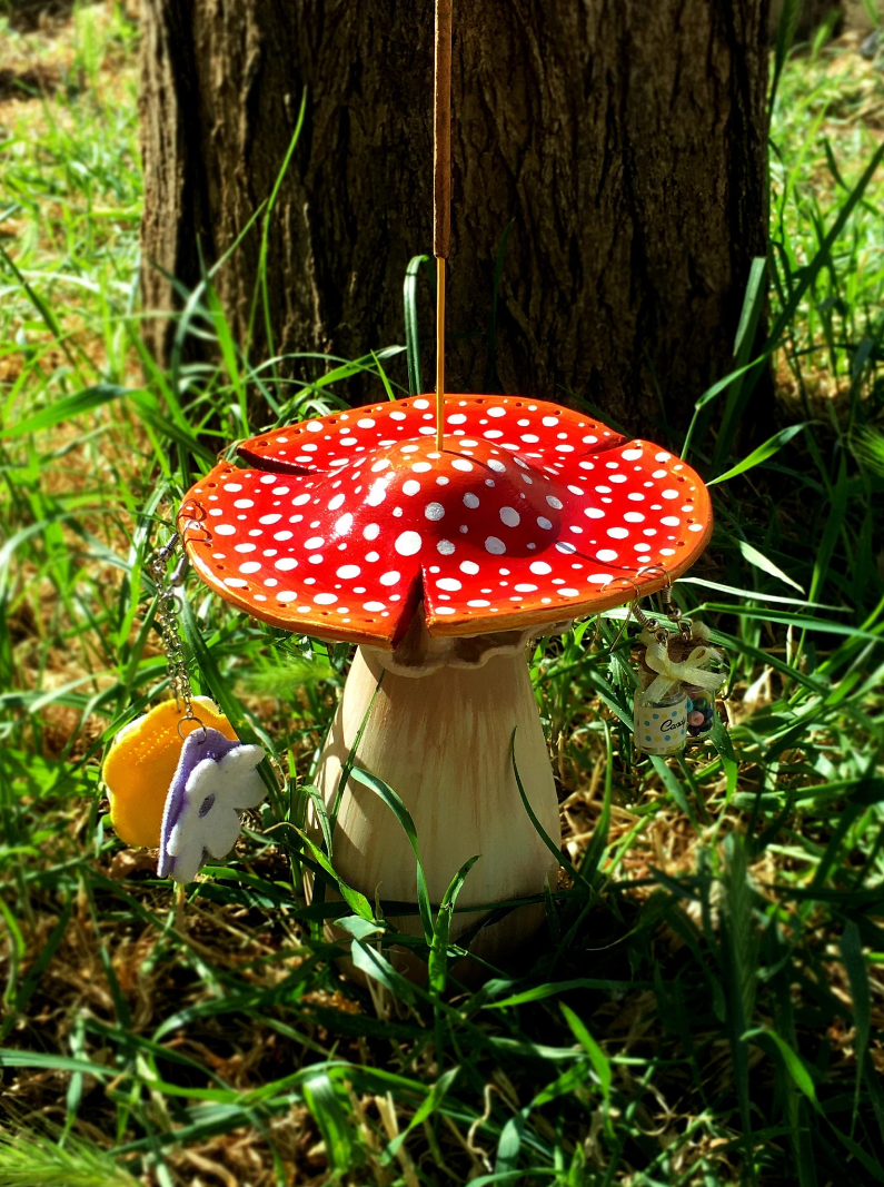 Mushroom Earrings holder with incense holder