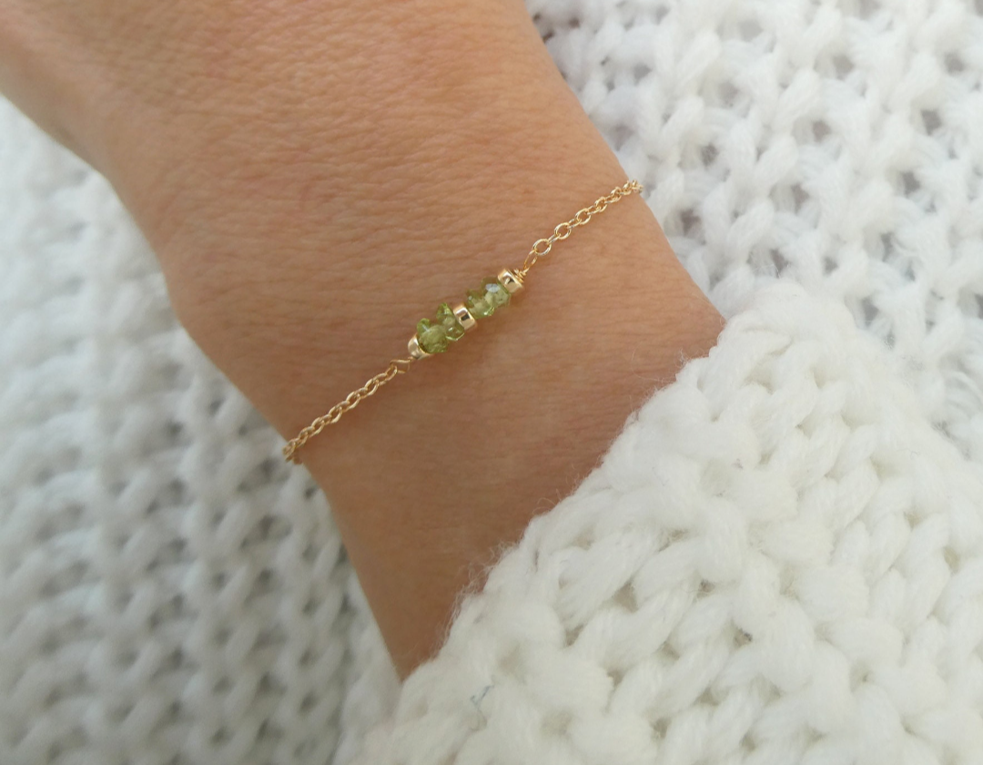 Gold peridot bracelet
