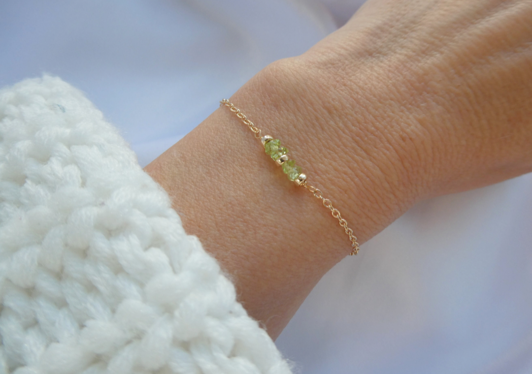 Gold peridot bracelet