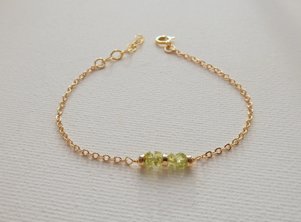 Gold peridot bracelet