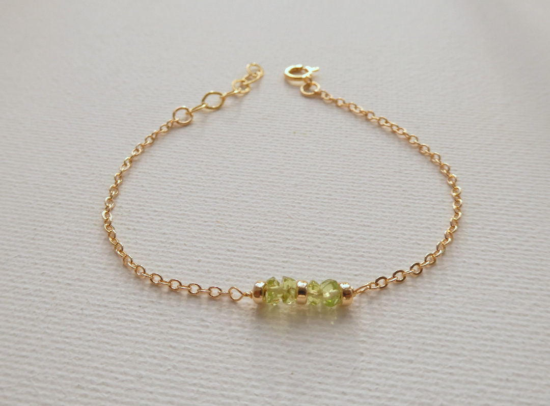 Gold peridot bracelet