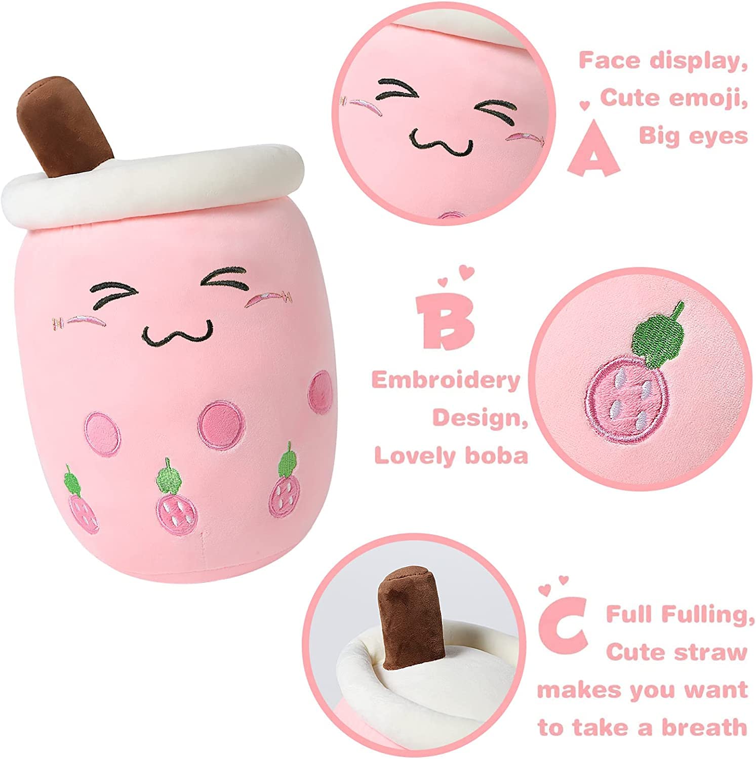 TootyFrooty Cute Bubble Tea Plush Toy Stuffed Food Shaped Pillow Cushion Cartoon Fruit Milk Tea Gift for Kids